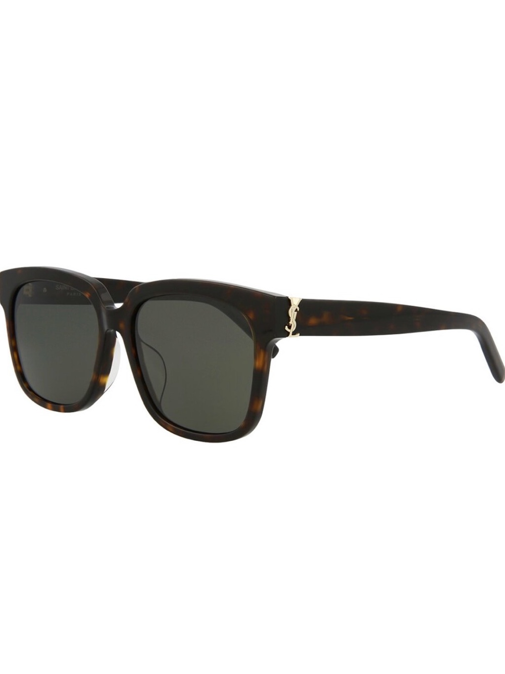 Saint Laurent Tortoiseshell Square Sunglasses with Gold Logo